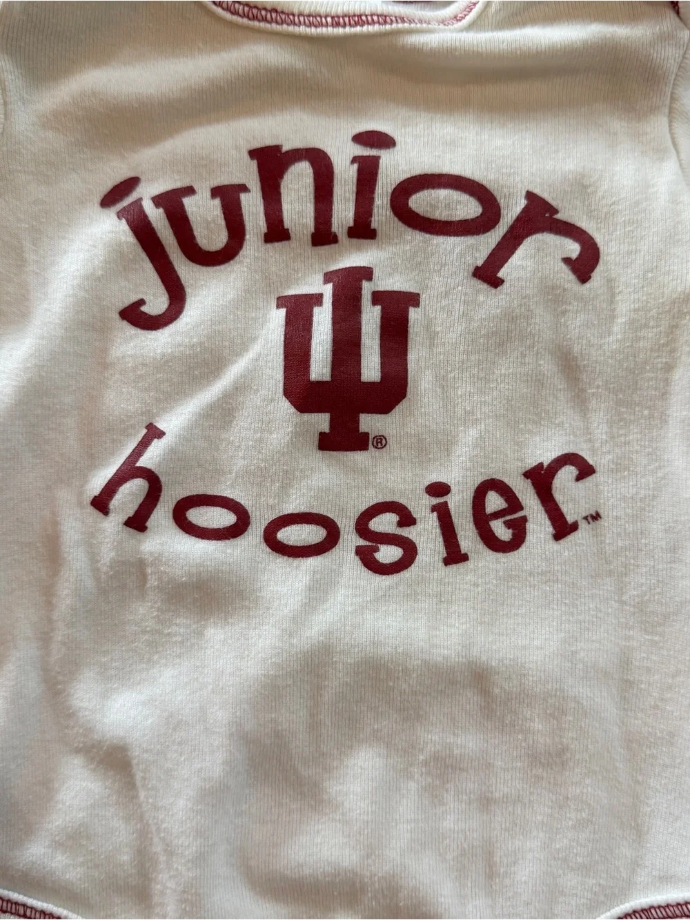 Proedge Indiana Hoosiers IU Snap White Onesie with Crimson Logo Sz 0-3M